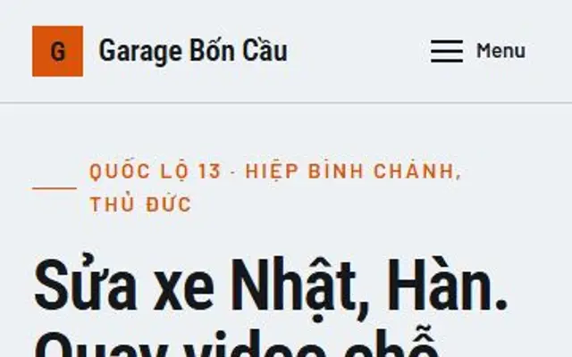 Ảnh chụp mẫu web Garage Bốn Cầu trên điện thoại