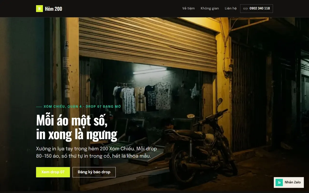 Ảnh chụp toàn trang mẫu web Hẻm 200