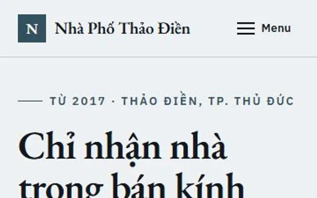 Ảnh chụp mẫu web Nhà Phố Thảo Điền trên điện thoại
