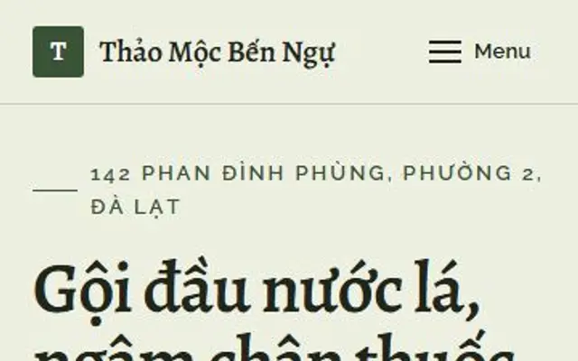 Ảnh chụp mẫu web Thảo Mộc Bến Ngự trên điện thoại