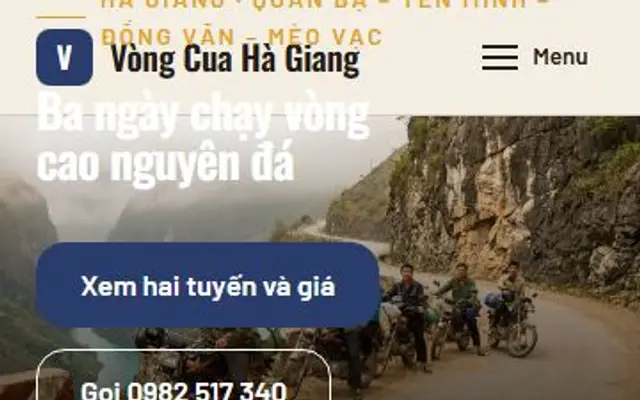 Ảnh chụp mẫu web Vòng Cua Hà Giang trên điện thoại
